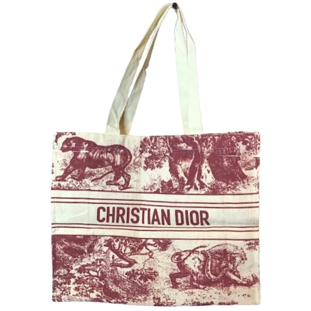 CHRISTIAN DIOR Straw Tote Bag Diorviera Pink and Cream NEW IN PACKAGE! - Picture 3 of 17